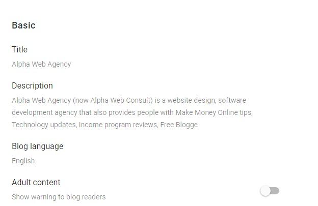 Blogspot basic settings