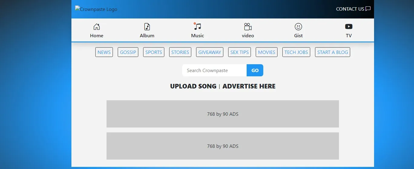 Crownpaste theme for entertainment blog